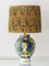 Antique Italian Renaissance Revival Maiolica Table Lamp with Pleated Silk Sari Shade, 1880s 1