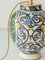 Antique Italian Renaissance Revival Maiolica Table Lamp with Pleated Silk Sari Shade, 1880s, Image 6