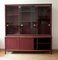 Vintage Italian Desk with Chairs and Bookcase in Burgundy Imitation Leather and Brass by Umberto Mascagni, 1950, Set of 5 43