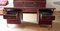 Vintage Italian Desk with Chairs and Bookcase in Burgundy Imitation Leather and Brass by Umberto Mascagni, 1950, Set of 5 39