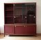 Vintage Italian Desk with Chairs and Bookcase in Burgundy Imitation Leather and Brass by Umberto Mascagni, 1950, Set of 5 46