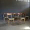 Chaises de Salle à Manger avec Structure en Bois et Siège en Tissu, 1960s, Set de 5 1