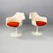 American Space Age Tulip Chairs in White Plastic and Metal by Eero Saarinen for Knoll, 1970s, Set of 2 1