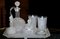 Night Service Tray, Carafes and Glasses in Molded-Pressed Translucent Crystal Diamants Beseaux Model from Baccarat, 1890s, Set of 6 1
