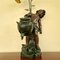 French Art Nouveau Table Lamp with Bronze Figure of Auguste Moreau and Glass Lampshades 5