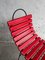 Red Slatted Chair with Black Metal Frame 7