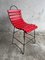 Red Slatted Chair with Black Metal Frame 5