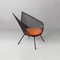 Italian Black Metal Chair with Red and Orange Checkered Cushion, 1980s 4