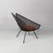 Italian Black Metal Chair with Red and Orange Checkered Cushion, 1980s 6