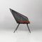 Italian Black Metal Chair with Red and Orange Checkered Cushion, 1980s 5