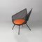 Italian Black Metal Chair with Red and Orange Checkered Cushion, 1980s 3