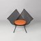 Italian Black Metal Chair with Red and Orange Checkered Cushion, 1980s 1