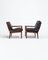 Set of Mid-Century Modern Rosewood Chairs in Leather, 1950s 3