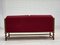 Danish 2-Seater Drop Arm Sofa in Striped Red Wool and Oak, 1950s 5