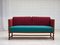 Danish 2-Seater Drop Arm Sofa in Striped Red Wool and Oak, 1950s 3
