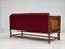 Danish 2-Seater Drop Arm Sofa in Striped Red Wool and Oak, 1950s 8