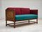 Danish 2-Seater Drop Arm Sofa in Striped Red Wool and Oak, 1950s 1