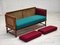 Danish 2-Seater Drop Arm Sofa in Striped Red Wool and Oak, 1950s 12