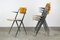 Vintage Grey Blue Pyramid Chairs with Armrests by Wim Rietveld, Set of 4 2