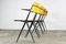 Vintage Grey Blue Pyramid Chairs with Armrests by Wim Rietveld, Set of 4, Image 10