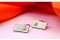 Rectangular Gold Cufflinks with Brilliant-Cut Diamonds, Set of 2 5