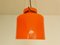 Rippled Structure Orange Glass Pendant Light, 1970s 6