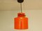 Rippled Structure Orange Glass Pendant Light, 1970s, Image 1