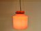 Rippled Structure Orange Glass Pendant Light, 1970s, Image 3