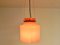 Rippled Structure Orange Glass Pendant Light, 1970s, Image 4