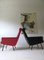 Vintage French Red & Black Lounge Chairs, 1950s, Set of 2 25