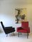 Vintage French Red & Black Lounge Chairs, 1950s, Set of 2 2