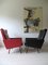 Vintage French Red & Black Lounge Chairs, 1950s, Set of 2 5
