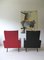 Französische Vintage Sessel in Rot & Schwarz, 1950er, 2er Set 7