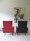 Vintage French Red & Black Lounge Chairs, 1950s, Set of 2 7