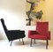 Fauteuils Vintage Rouges et Noirs, France, 1950s, Set de 2 3