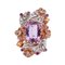 9kt Rose Gold and Silver Ring with Diamonds and Amethysts 1