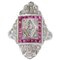 Platinum Ring with Central Diamond and Rubies 1