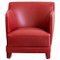 Bright Red Leather Upholstery and Beech Wood Armchair by Casa Casati 1
