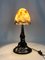 Lampada Art Déco a fungo con base in ferro battuto e mappamondo in pasta di vetro di Lagny, anni '20, Immagine 2
