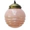 Lampe à Suspension Clichy Rose en Verre Reeded, France 1