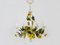 Lustre en métal peint avec épis de blé, feuillage, fleurs et grappes de raisin avec 5 lumières. années 1970 4