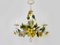 Lustre en métal peint avec épis de blé, feuillage, fleurs et grappes de raisin avec 5 lumières. années 1970 3