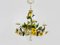 Lustre en métal peint avec épis de blé, feuillage, fleurs et grappes de raisin avec 5 lumières. années 1970 6