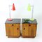 Mid-Century Bedside Tables in Oak and Walnut Veneer, Czechoslovakia, 1950s, Set of 2 2