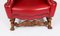 Set of Crimson Leather Chippendale Armchairs, 1920 8