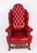 Set of Crimson Leather Chippendale Armchairs, 1920 3