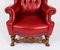 Set of Crimson Leather Chippendale Armchairs, 1920 6