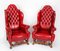 Set of Crimson Leather Chippendale Armchairs, 1920 19