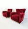 Armchairs in Burgundy Velvet, 1940, Set of 2 1