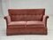Dänisches 2-Sitzer Sofa aus Möbelvelours & Buchenholz in Lachsrosa, 1970er 1